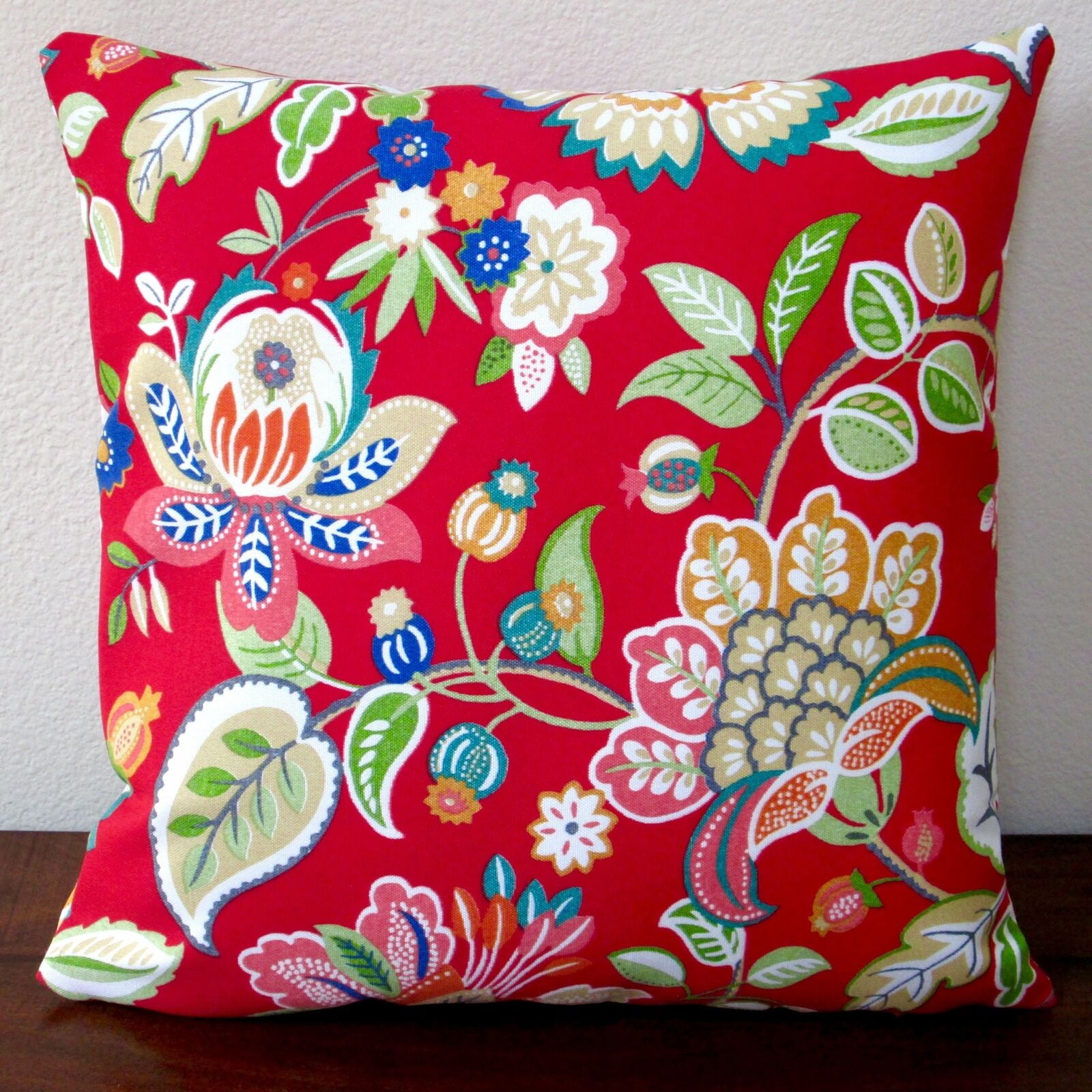 Artisan Pillows Outdoor 18inch Floral in Red Modern Decorative Throw