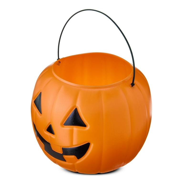 Plastic Jack-o'-Lantern Trick or Treat Pail, Orange, 8.5", Halloween by Way To Celebrate