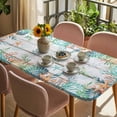 thumbnail image 3 of Beach Coastal Table Cloths for 5 Foot Rectangle Tables, Summer Coral Starfish Nautical Ocean Retro Patio Waterproof Elastic Fitted Tablecloths, Washable Rectangular Table Cover for Camping, 3 of 8