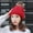 Red, variant on Dyfzdhu Fashion Women Warm Solid Thicken Wool Hat Stripe Knit Windproof Cap Black