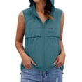 thumbnail image 2 of Inverlee Women's Hooded Sleeveless Vest Full Zip Lightweight Casual Outdoor Windbreaker with Pockets Army Green L, 2 of 7