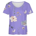 thumbnail image 4 of Dyegold Graphic Tees For Women Vintage Summer Short Sleeve Tops Summer Casual Loose Crewneck Floral Print Blouses Tshirts, 4 of 4