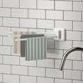 thumbnail image 6 of Joernso Rotating Towel Rack 3 Poles 180 Degree Rotation Wall-mounted Punch-free Bathroom Bath Ball Kitchen Dish Rag Utensil Holder Wardrobe Organizer, 6 of 7