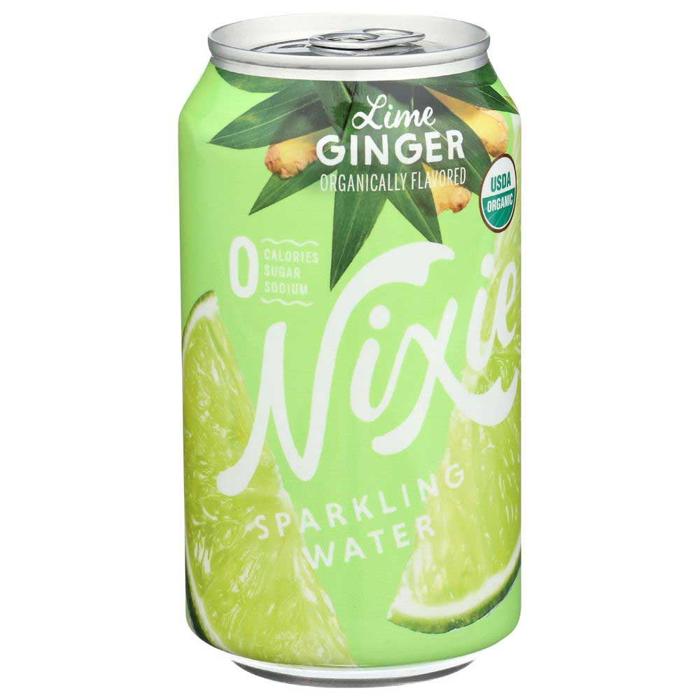 Nixie Organic Lime Ginger Sparkling Water, 12 Fluid Ounce - 8 count per pack -- 3 packs per Case.