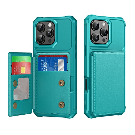 for iPhone Air Wallet Case, Built-in Card Holder, RFID Blocking, PU Leather Kickstand, Back Flip Magnetic Closure, Durable Shockproof Phone Cover for Women and Men, Green