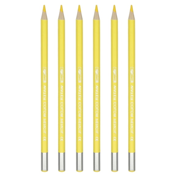 Uxcell Watercolor Pencil, 6Pcs Water Soluble Pencils for Blending, Coloring, Sketch Drawing, Painting, Lemon Yellow