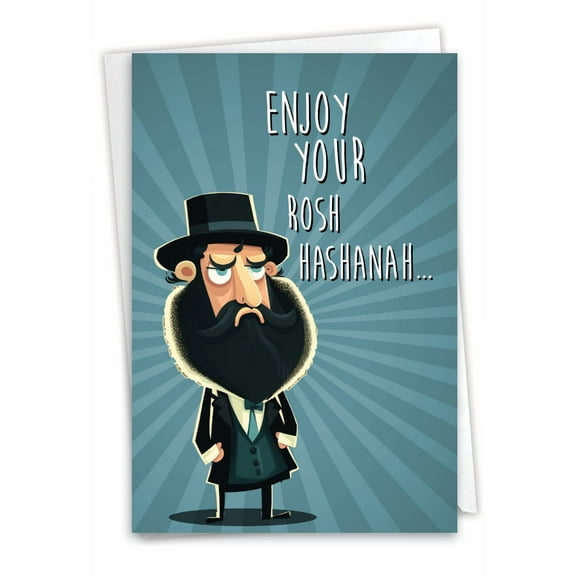 NobleWorks Funny Rosh Hashanah Greeting Card with 5 x 7 Inch Envelope (1 Card) Jewish Holiday Cards Atonement C10138RHG