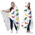 thumbnail image 2 of Wearable Blanket,White Colorful Dinosaurs Silhouette Pattern Hooded Wearable Sherpa Blanket for Adults & Teens,Winter Poncho Shawl Wrap Cape Thick Warm,50"x60", 2 of 5