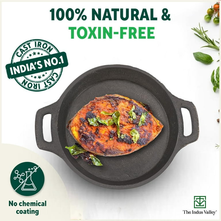 The Indus Valley Cast Iron Double Handle Tawa, Pre-Seasoned