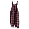 thumbnail image 2 of BONIXOOM Jumpsuits for Women Women's Pants Plaid Mid Waisted Long Camping Beach Jumpsuit Baggy Fit Flare-Leg Standard Pink S, 2 of 4