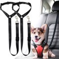thumbnail image 1 of Arnés de seguridad para perros Cuerda de remolque de poliéster Amortiguador de seguridad Correa elástica Doble uso Coche y gato 2 piezas (Negro) ER, 1 of 5