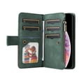 thumbnail image 2 of Multifunctional Case for iPhone XS Max,[RFID Blocking] 9 Credit Cards Holder with Wrist Strap, Premium PU Leather Zipper Wallet Purse Magnetic Flip Phone Cover For iPhone XS Max, Green, 2 of 12