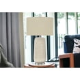 thumbnail image 2 of 31" Cream Ceramic Geometric Table Lamp With Beige Drum Shade, 2 of 2