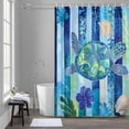 thumbnail image 5 of Ocean Sea Bathroom Shower Curtain, Turtle Nautical Tropical Flowers Retro Stripes Waterproof Washable Soft Bath Curtain for Bathtub Decor with 12 Hooks&Grommet, 72x72 Inch, 5 of 9