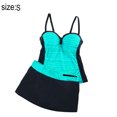 thumbnail image 2 of Traje de baño de dos piezas para mujer, push up, estampado, tankini, traje de baño, verde, 2 of 7