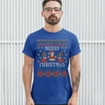 thumbnail image 3 of Tee Hunt Ugly Sweater Santa Claus T-Shirt Let it Snow Christmas Jingle Bells Men's Tee, Blue, 5X-Large, 3 of 5