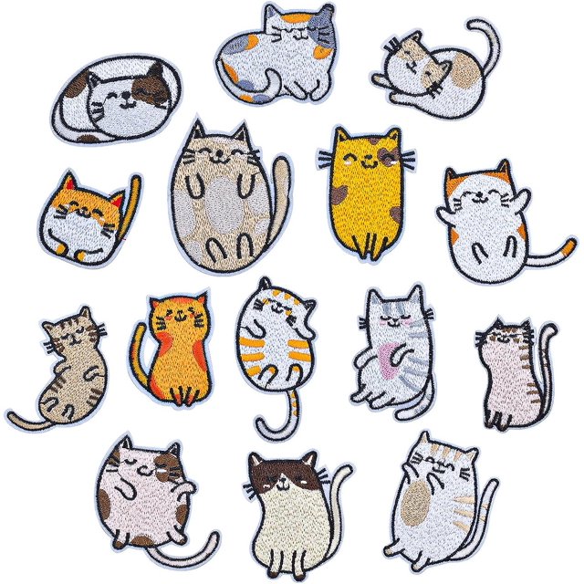 15 Piezas Parches De Bordado De Animales, Lindos Parches Para Coser Con Plancha, Apliques De Gato Bordados Decorativos, Parche Adhesivo Para Ropa De Bricolaje, Camiseta J