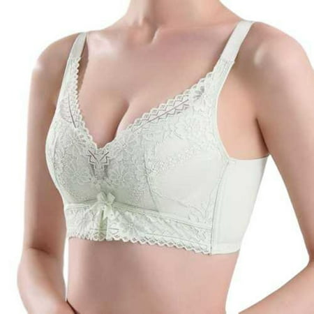 Yyeselk Lace Bra for Women Wireless Wide Back Push Up Brassiere Full Coverage Hide Side Fat Bra Comfort No Underwire Lift Up Bra Daily Bra Green S