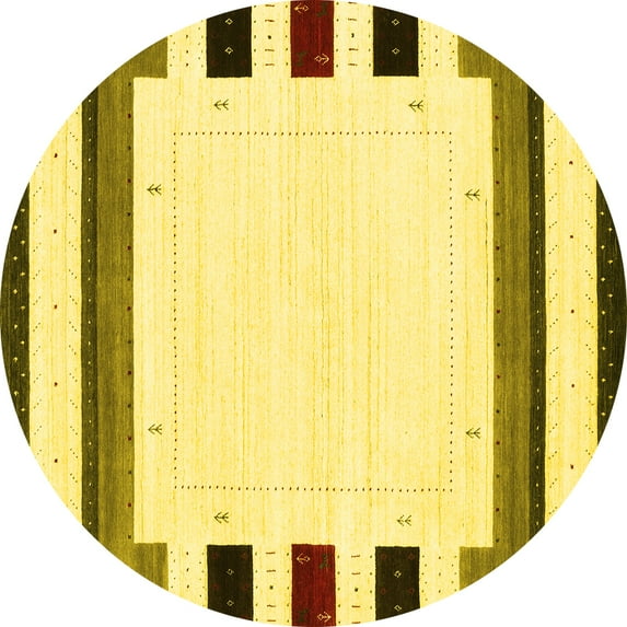 Ahgly Company Indoor Round Solid Yellow Modern Area Rugs, 4' Round
