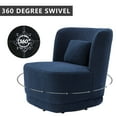 thumbnail image 3 of Swivel Accent Chair, Modern Teddy Fabric Upholstered 360° Swivel Barrel Chair Leisure Chair, Comfy Single Sofa Chair with Pillow, Reading Chair for Living Room Bedroom Office Lounge, Blue, 3 of 9