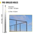 thumbnail image 4 of KFFKFF Wire Handrail Post for Deck Stair, 42 x 1.97 x 1.97", Stainless Steel Cable Railing Post with Pre-Drilled Pickets, Includes Mounting Bracket, Silver Stair Railing Kit, 4 of 9