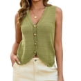 thumbnail image 2 of Sleeveless Women V Neck Casual Hollow Knit Sweater Vest Tops, 2 of 6