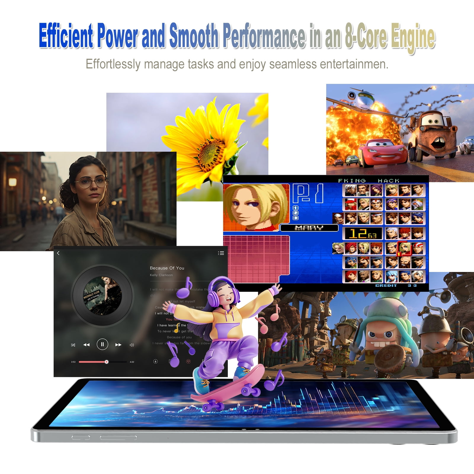 2025 Newest 11 inch Android 14 Tablet, 18GB RAM, 128GB ROM, 2K Display, Octa-Core , 13MP+5MP+5MP Camera, BT 5.0, GPS, 9000mAh, Quad Stereo Speakers