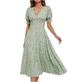 thumbnail image 2 of Robes pour Femmes Été 2024, Robe Longue Décontractée à Imprimé, Col en V, Manches Courtes, Fluide, 50 % de Réduction!, 2 of 7
