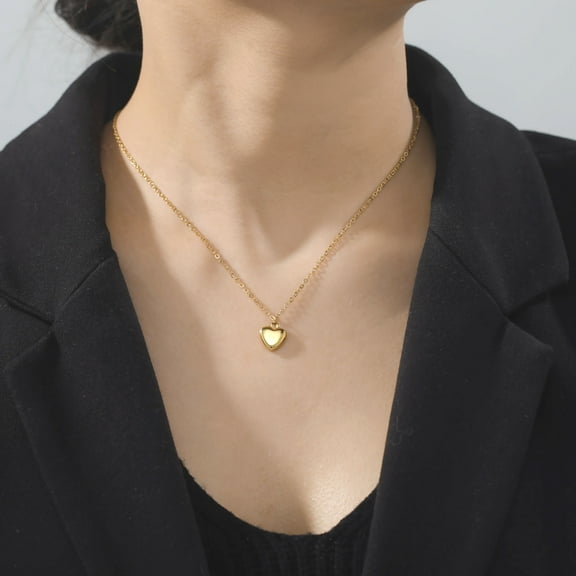 Love Heart Necklace for Women 14K Yellow Gold Choker Trend Fashion Minimalist Party Jewelry Gift