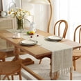 thumbnail image 3 of Cterwk Table Runner with Tassels, Embroidered Cotton Linen Table Runner Boho Table Runners for Christmas Party and Wedding, 130x13 Inches, 3 of 6