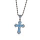 thumbnail image 2 of Collar de cruz de circonita con cadena de acero inoxidable Azul Sunnimix, 2 of 8