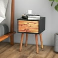 thumbnail image 2 of Gymax Table de Chevet en Bois 2 Pcs, Table d'Appoint de Style Mi-Siècle pour Salon avec 2 Tiroirs de Rangement, 2 of 10