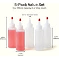 thumbnail image 2 of 5 Pack Condiment Bottles Squeeze, 5 Oz Squeeze Bottles for Sauces Leak Proof Refillable Empty Squirt Bottle with Red Twist Top Cap for Sauces,Mustard, Syrup,Oil,Dressings,Travel,Lab,Crafts, 2 of 4