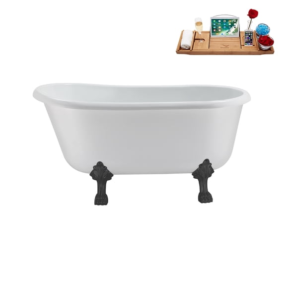 57'' Streamline N375BGM-IN-BGM Soaking Clawfoot Tub and Tray with Internal Drain