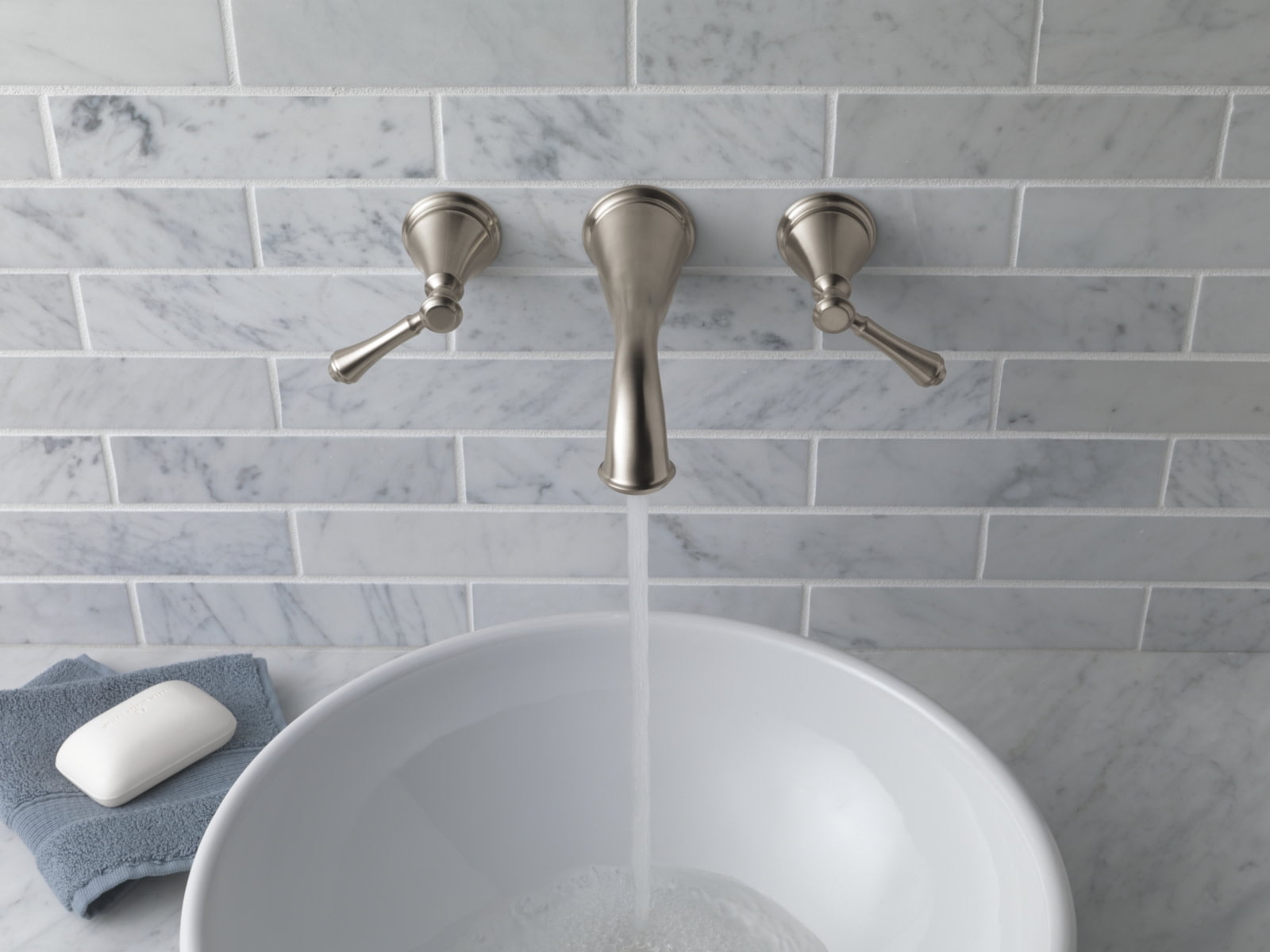 Delta Cassidy Two Handle Wall-Mount Bathroom Faucet Trim in Champagne Bronze (Valve Not Included) T3597LF-CZWL