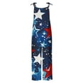 thumbnail image 3 of DDAPJ pyju American Flag Jumpsuit for Women 4th of July Patriotic Romper 2025 Summer Adjustable Straps Linen Overalls Loose Wide Leg Onesie Pants with Pockets Limited Time Sales Navy M, 3 of 5