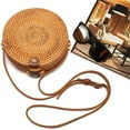 thumbnail image 2 of Namzi Circle Rattan Straw Crossbody Bags for Women 7.1” with Adjustable Genuine Leather Strap, 2 of 5
