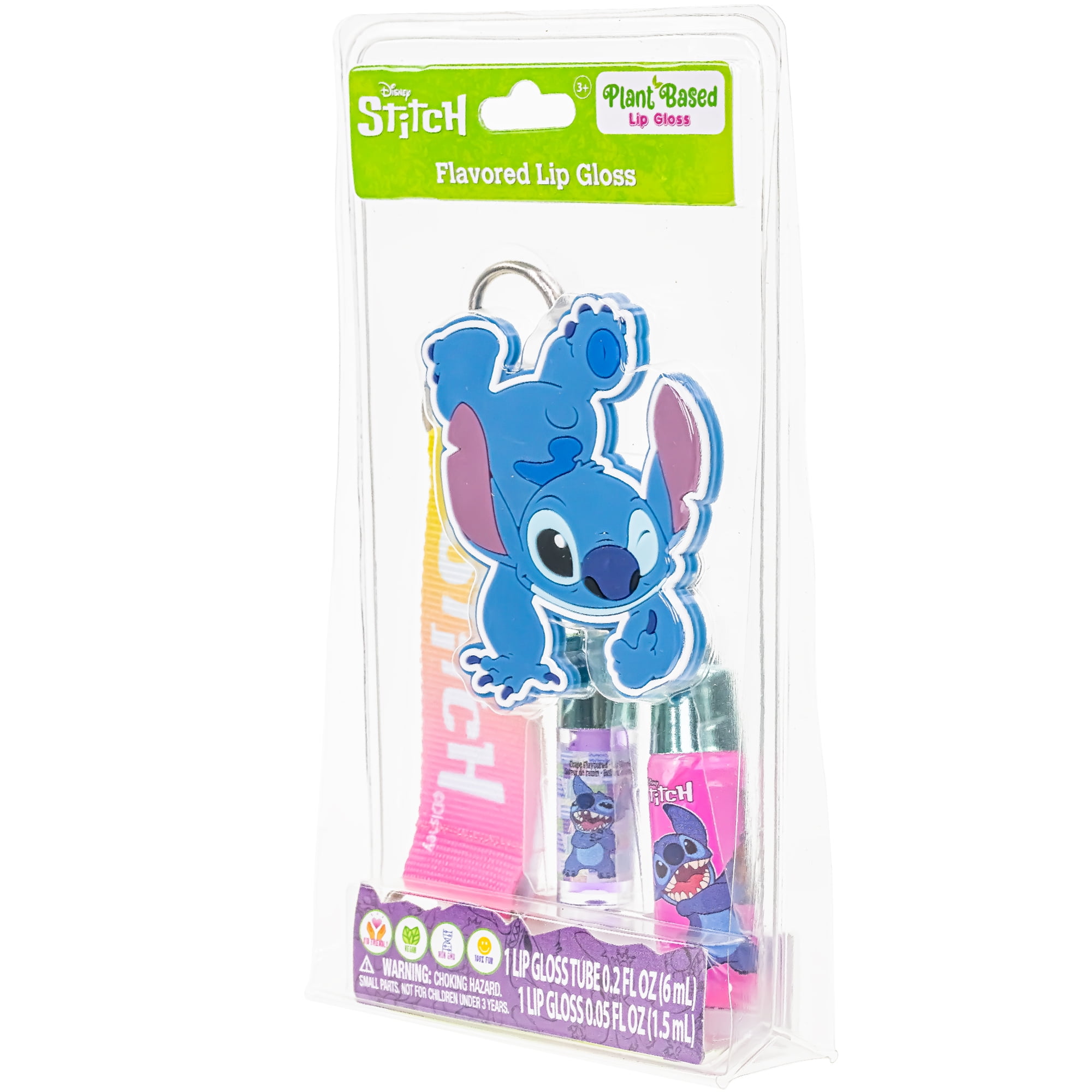 Stitch Lip Gloss Set, Strawberry and Grape Flavors, Pink and Purple
