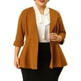 thumbnail image 6 of MODA NOVA Juniors Plus Size Curve 3/4 Sleeve Peplum Bomber Work Blazer, 6 of 6