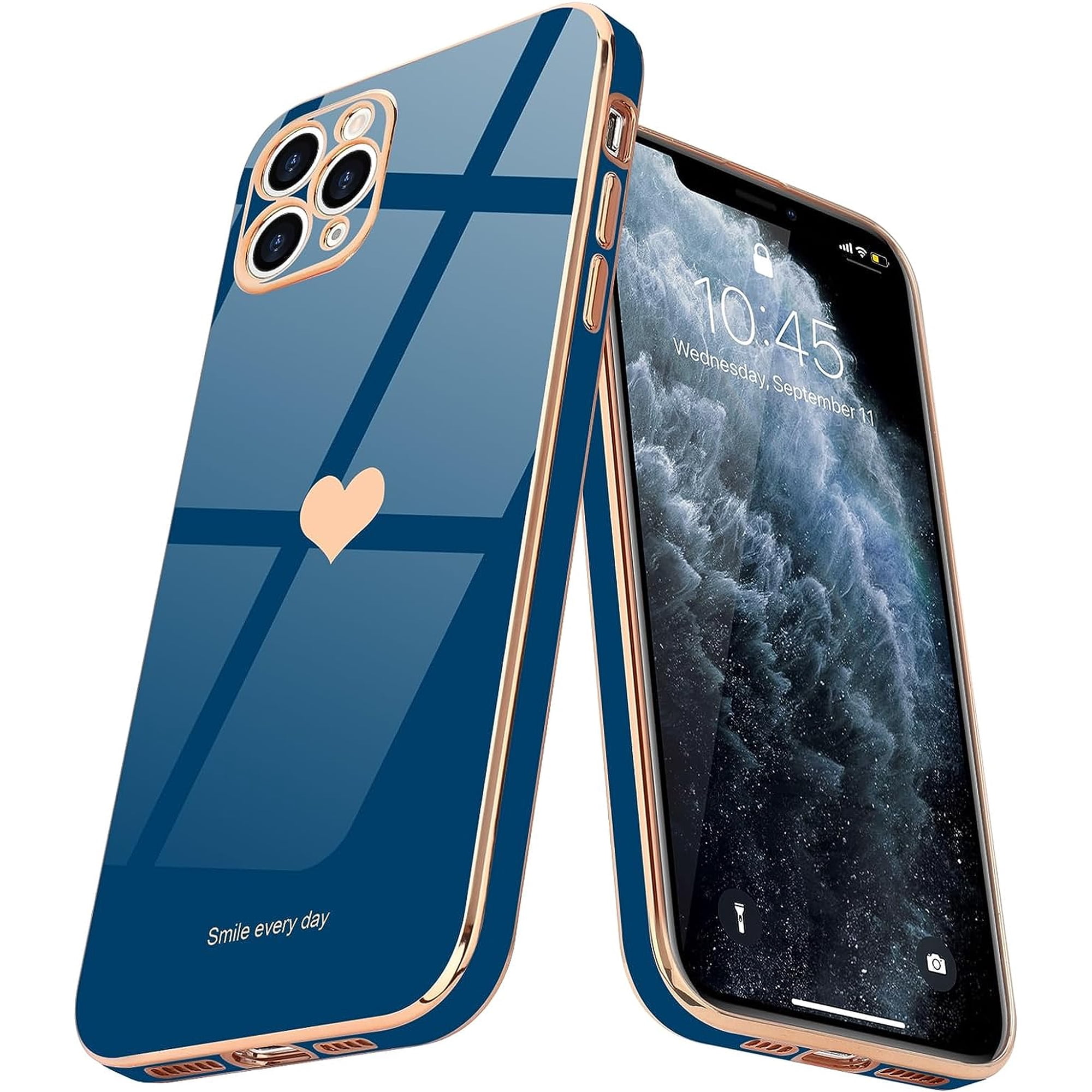 iPhone 11 Pro Max Case Girl Women Cute Love-Heart Luxury Bling Soft Back Cover Raised Full Camera Protection Bumper Silicone Shockproof Phone Case iPhone 11 Pro Max, Royal Blue