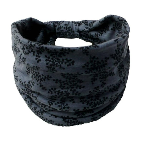 Headbands Bohemian Floral Hairbands Wide-brimmed Bandana Turban Headscarves Exercise Gifts Fitness Jogging Tennis Yoga deep gray floral