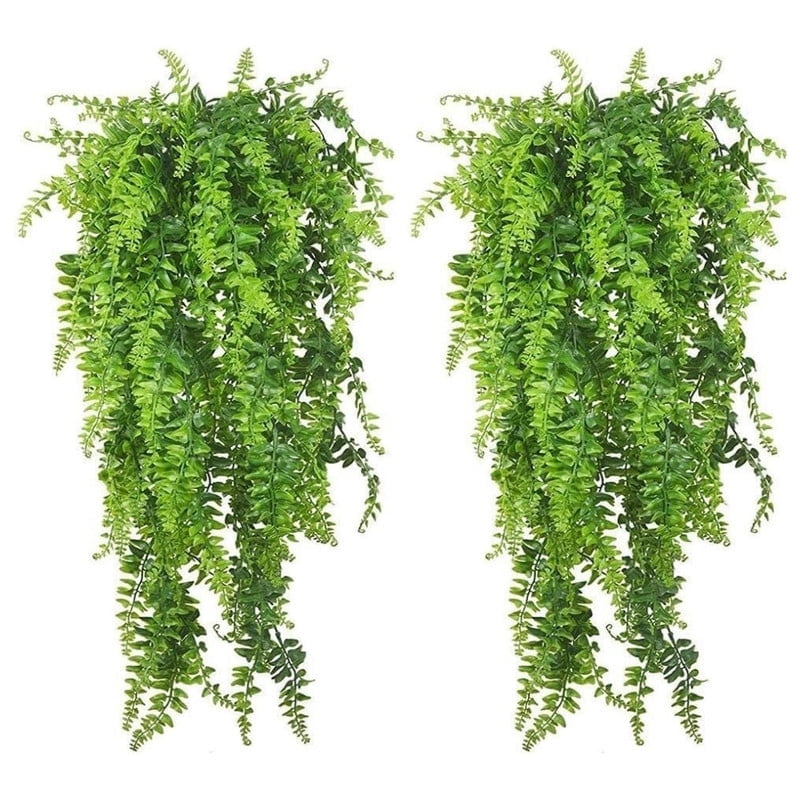 Smlper 2 Pack Reptile Plants Hanging Fake Vines, Boston Climbing Terrarium Plant with Suction Cup for Bearded Dragons Lizards Crested Gecko Snake Hermit Crab and Tank Habitat Decorations