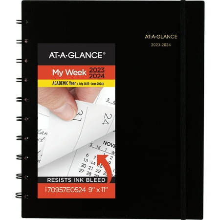 UPC: 0038576959620 | 2023-2024 AT-A-GLANCE Move-a-Page 9.75  x 11.25  Academic Weekly/Monthly Appointment Book Black