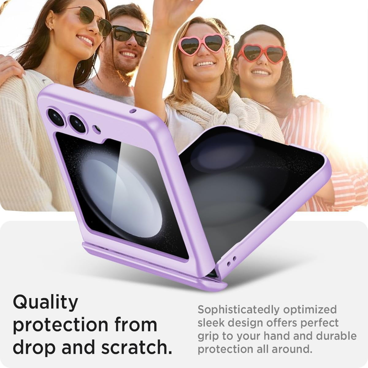 Case for Samsung Galaxy Flip 5 Case, |Built-in Clear Screen Protector Slim Folding Free Military-Grade Anti-Drop Shockproof| Magnetic Hinge Phone Case for Samsung Flip 5 Violet