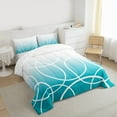 thumbnail image 3 of jejeloiu Stripes Lines Circle Twin Comforter Sets,Cyan White Bedding Set For Teens Kids Reversible 2pcs, 3 of 8
