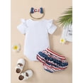 thumbnail image 2 of MINKIDFASHION Baby Girl Romper 4th of July Independence Day Toddler Jumpsuit Shorts Outfit Red Pants Sets, 2 of 10