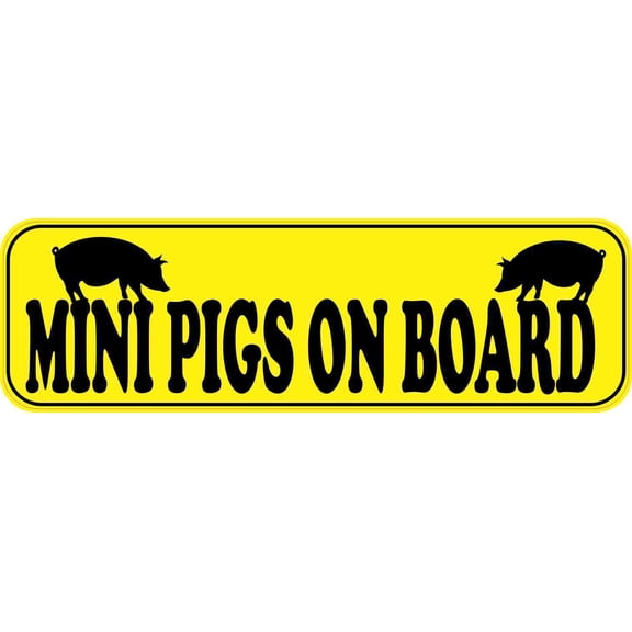 10inx3in Mini Pigs on Board Bumper Sticker Vinyl Pet Animal Vehicle Decal