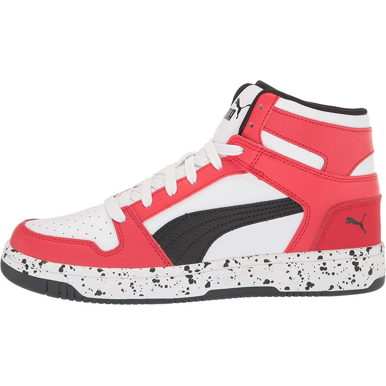 PUMA Mens Rebound Layup Sneaker 11 Puma White-puma Black-high Risk Red