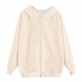 thumbnail image 7 of WERYOUNG Zip Up Hoodies For Women Casual Solid Color Hooded Long Sleeved Sweatshirts With Zipper Pocket Fall Winter Comfortable Tops L, 7 of 7