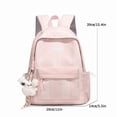 thumbnail image 5 of Cute Aesthetic School Backpack, Spacious Backpack with Pendant, Lightweight Breathable Bookbag for Middle School College (Pink), 5 of 5